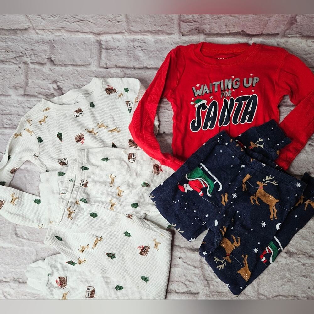 Lot bundle girls boys 4t Christmas Santa pajamas
